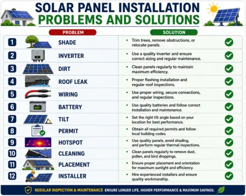 solar panel installation problems