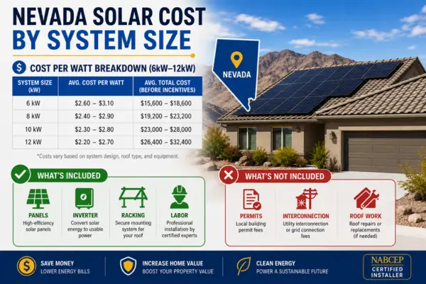 Nevada Solar Cost by System Size