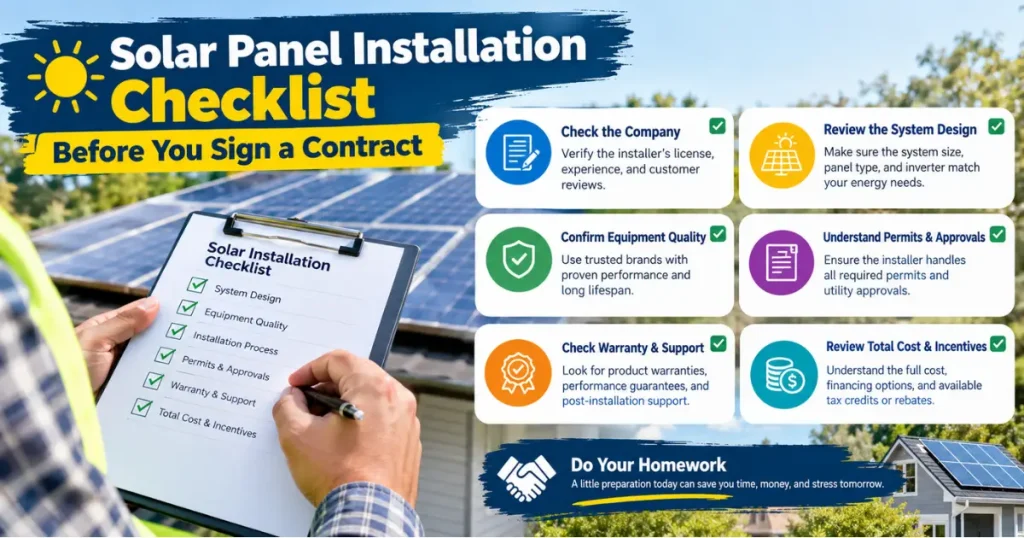 Solar Panel Installation Checklist Before You Sign a Contract