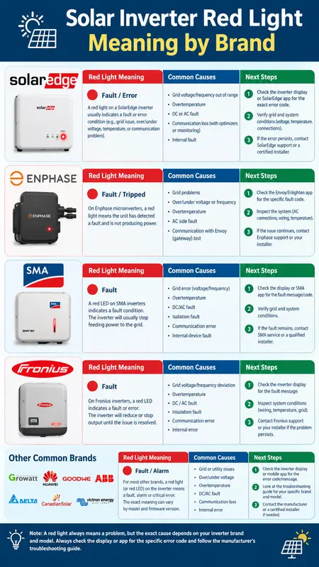 Solar Inverter Red Light Meaning by Brand